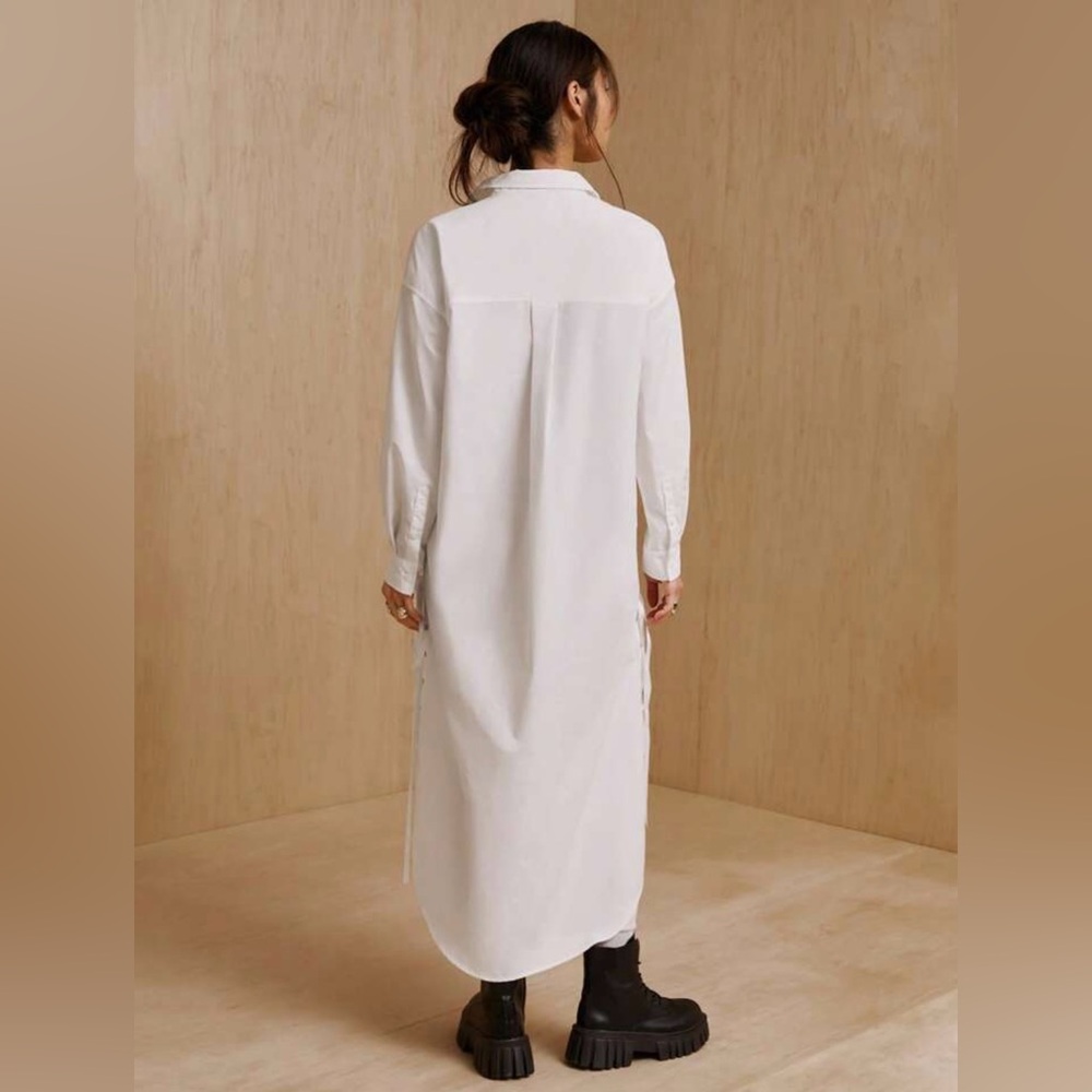 SHEIN X MONSE Side-Laced Button-Down Shirt Dress - Picture 3 of 9